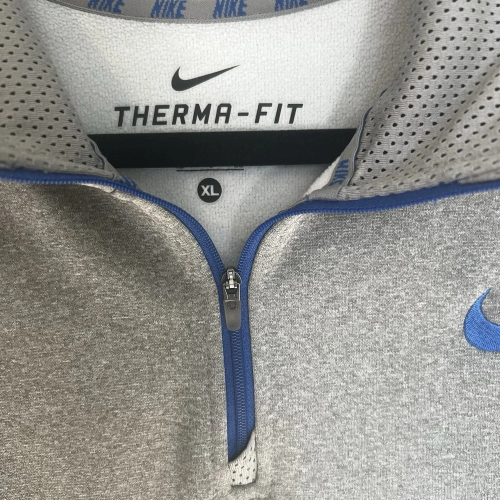 Nike‎ Sweatshirt Mens XL Gray/Blue Thermal Fit 1/4 Zip Pullover Golf
